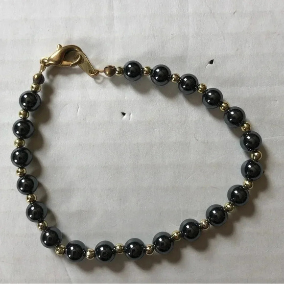Vintage  Metallic Beaded Bracelet - Picture 3 of 10